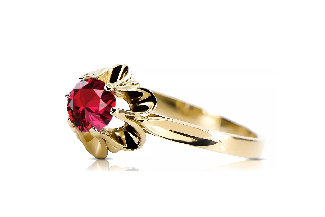 14 Karat Gelbgold Rubinrot Ring Vintage vrc004y